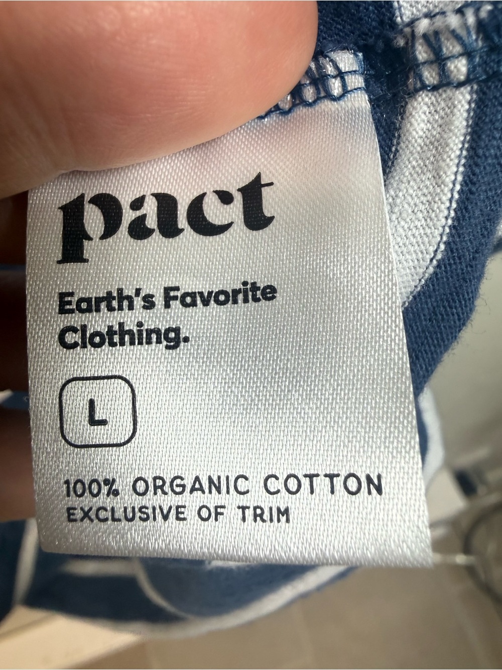 Pact Navy and White Striped Tee - Picture 4 of 4